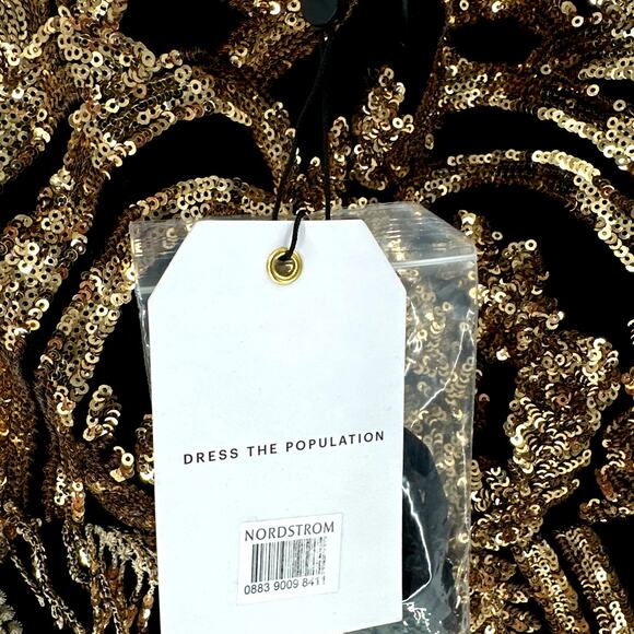 Dress the Population Black Label Morgan Sequin Fringe-Trim Bodycon Dress Size S - Picture 8 of 11